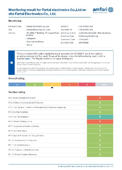 Fartai Electronics  SummaryAuditReport（2021）